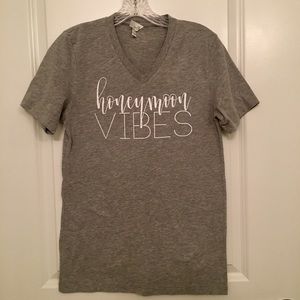 Honeymoon Vibes Gray V-neck Shirt (Size S)